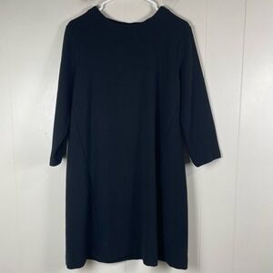 Boden Black Ribbed Knit 3/4 Sleeve A-Line Dress Size 10R